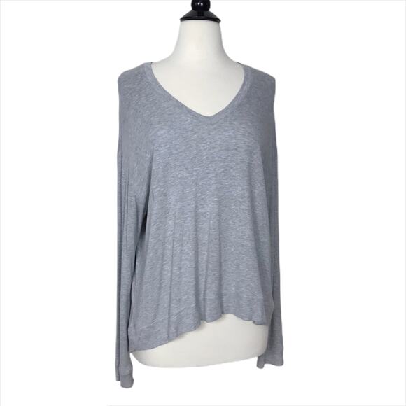 Heather ribbed knit long sleeve gray top sz s - Picture 1 of 6
